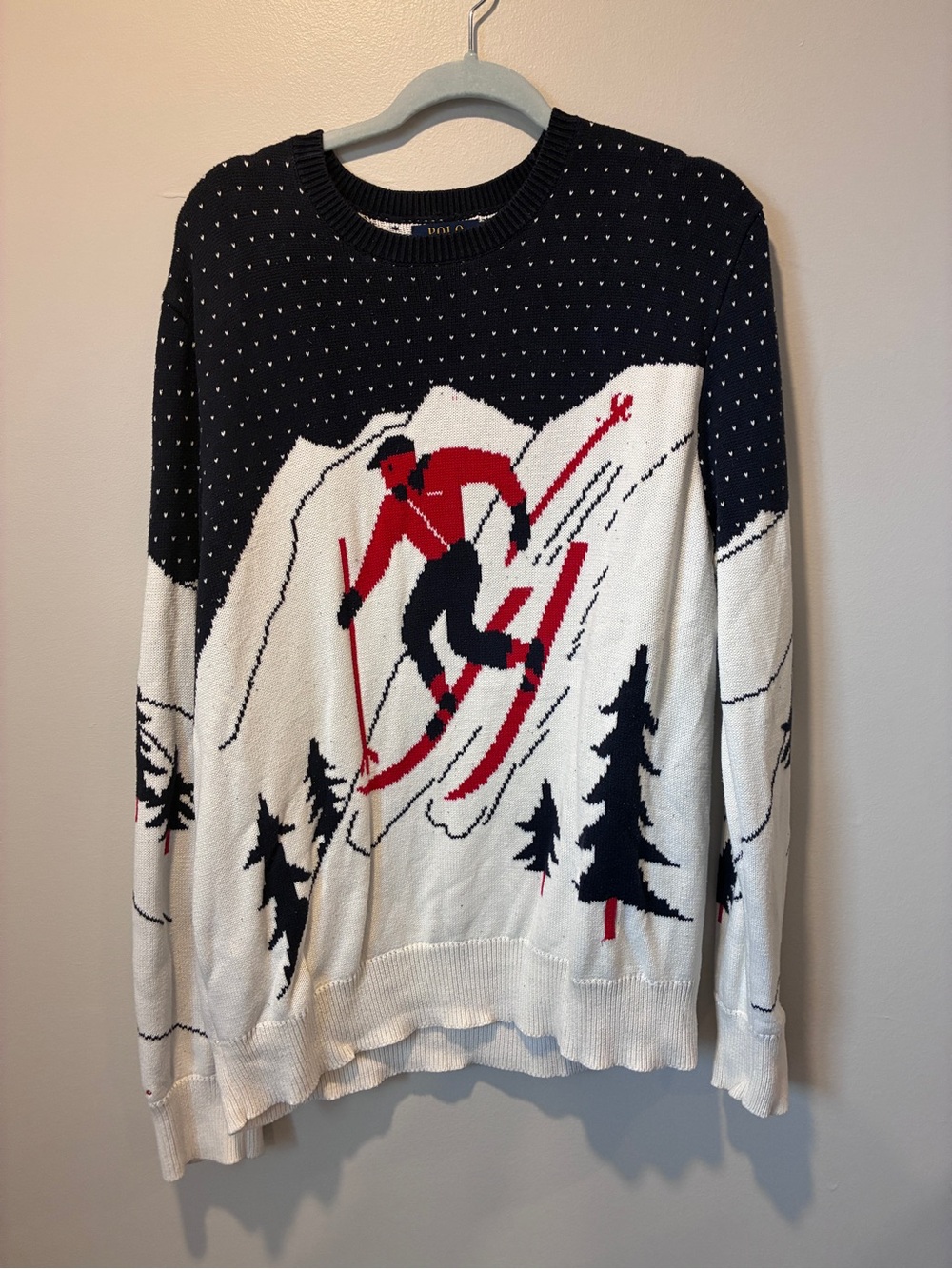 Polo by Ralph Lauren Ski Graphic Crewneck Sweater - Navy/White/Red